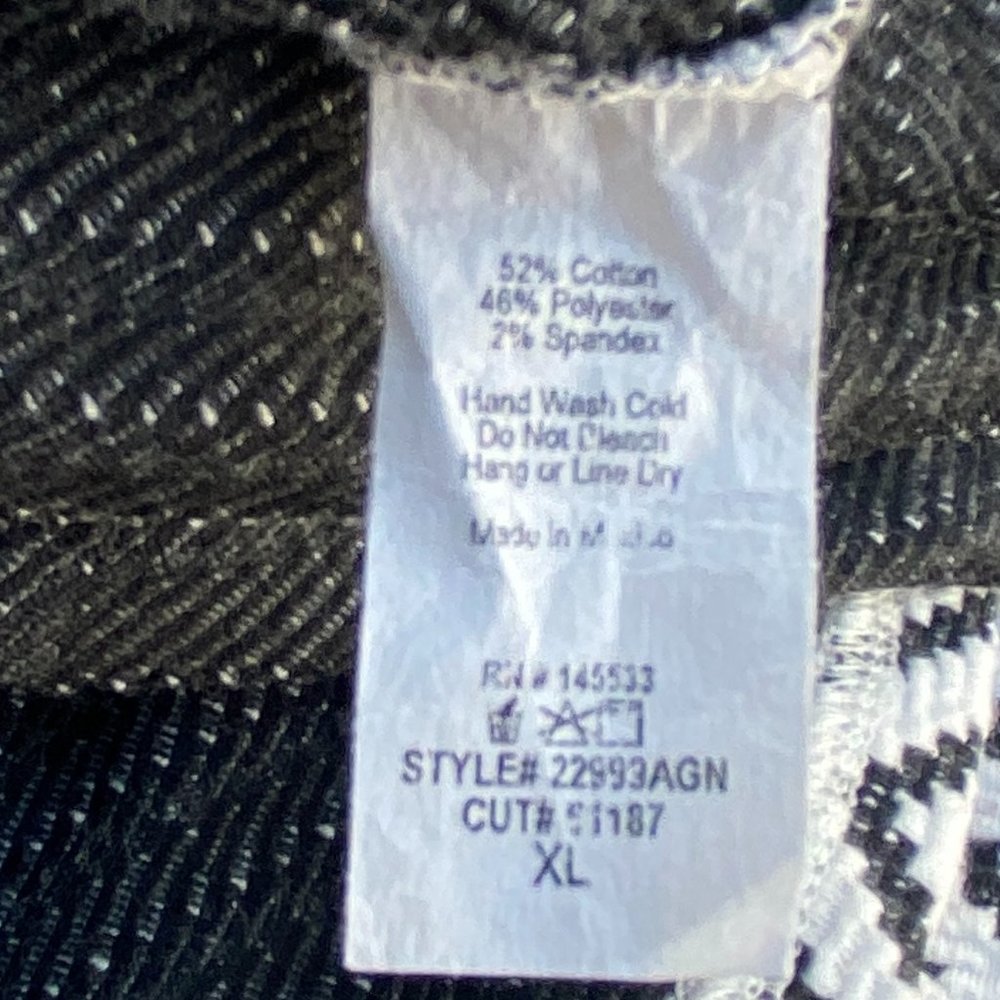 Anthropologie W5 Jacquard Black White Geometric Woven Stripe Office Blouse-XL - Picture 11 of 12